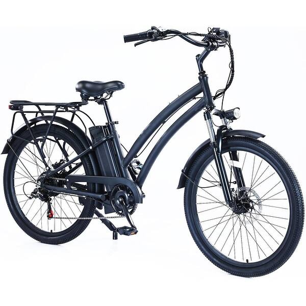 slide 2 of 7, 26" Bike City Commuter for Adults, 7 Speed, 4 Modes Black