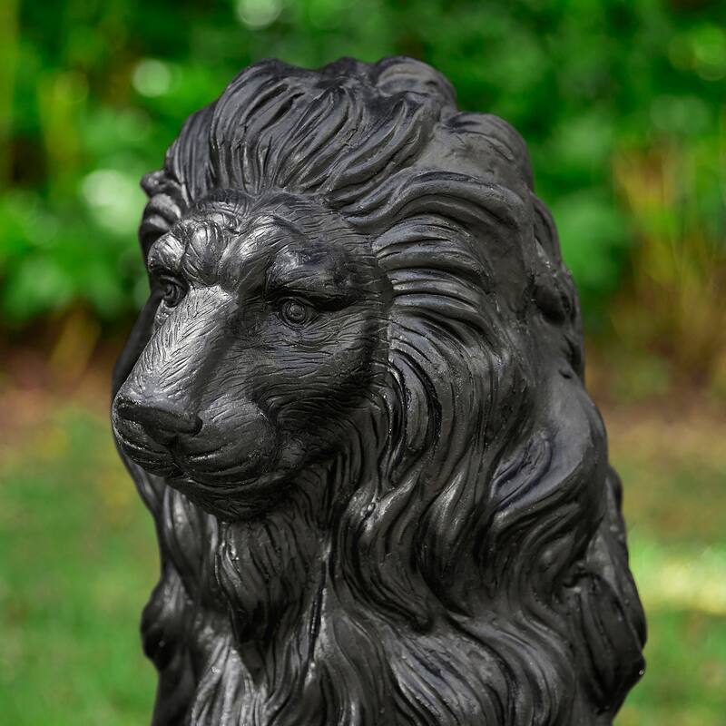Glitzhome 28"H Oversized MGO Guardian Sitting Lion Garden Statue Porch Sculpture Indoor Outdoor