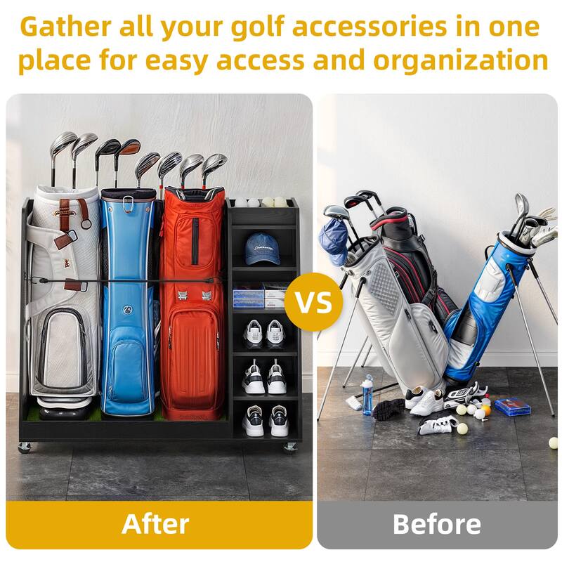Moasis 35.4" Wide Golf Storage Garage Organizer Sport Balls Storage Rack with Wheels