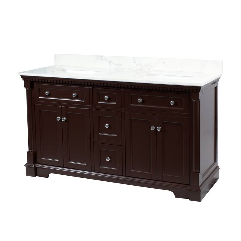 KitchenBathCollection Sydney 60" Double Bathroom Vanity with Engineered Marble Top