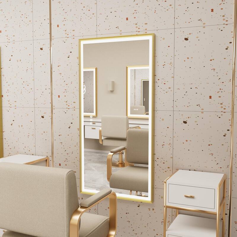 Smart LED Light Bathroom Mirror with Golden Narrow Frame