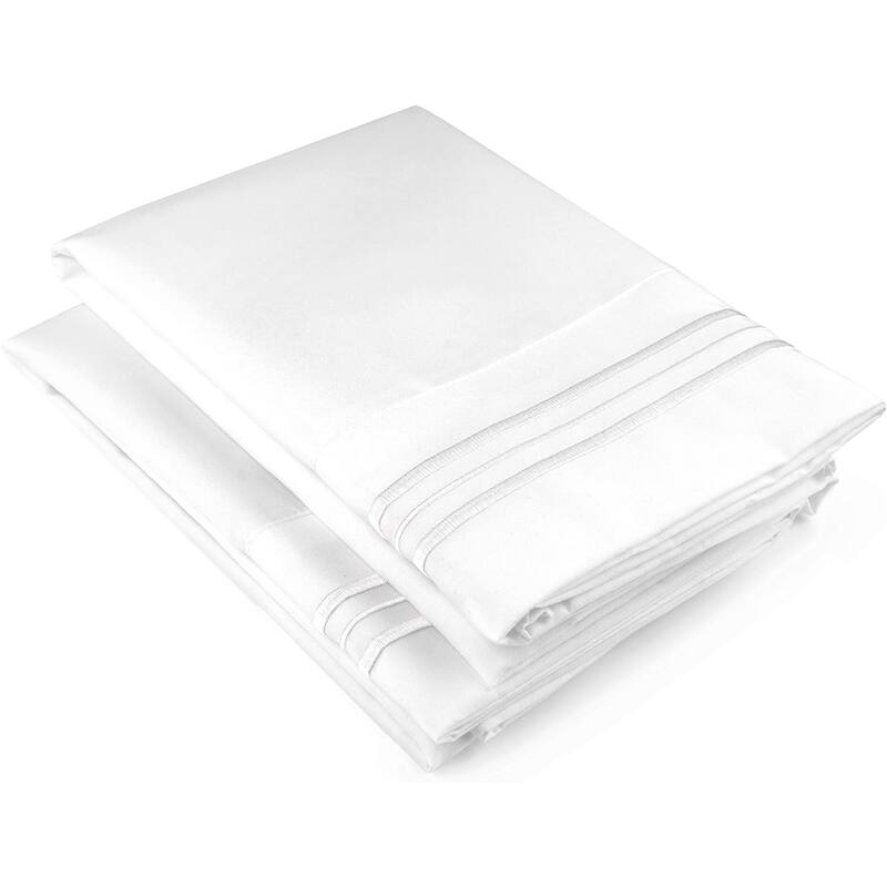 CGK Linens Double Brushed Microfiber Pillowcase Set Ultra Soft (Set of 2) - Queen - White
