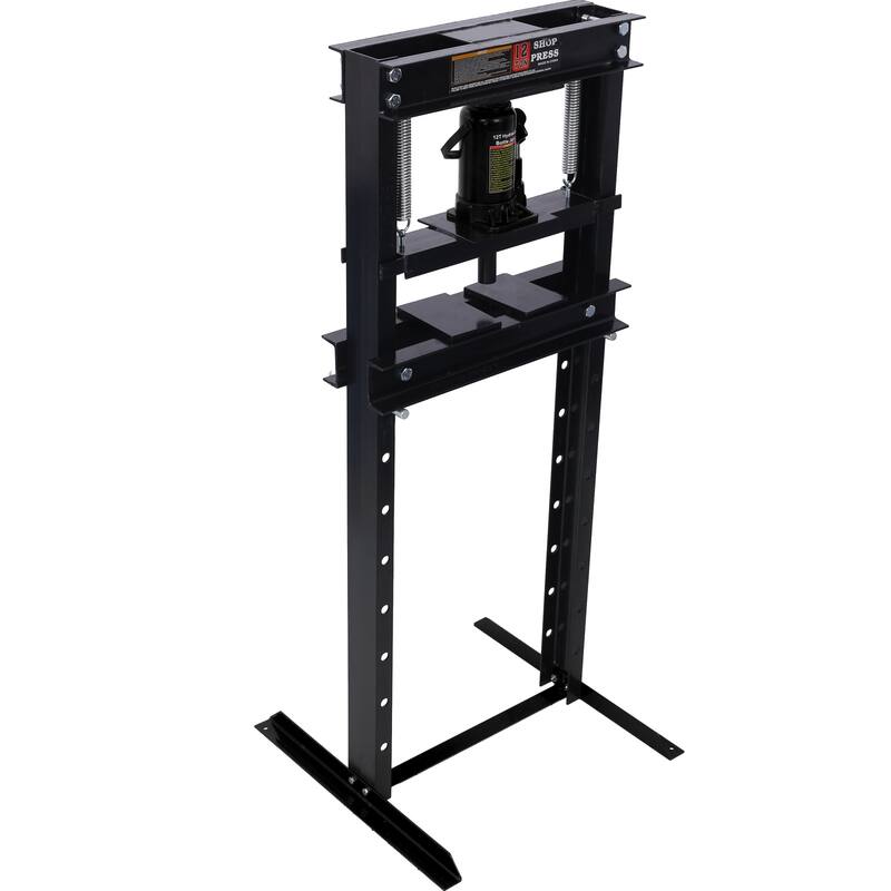 Hydraulic Shop Press ,12-Ton Capacity , Floor Mount ,with Press Plates, H-Frame Garage Floor Press, Adjustable Working Height