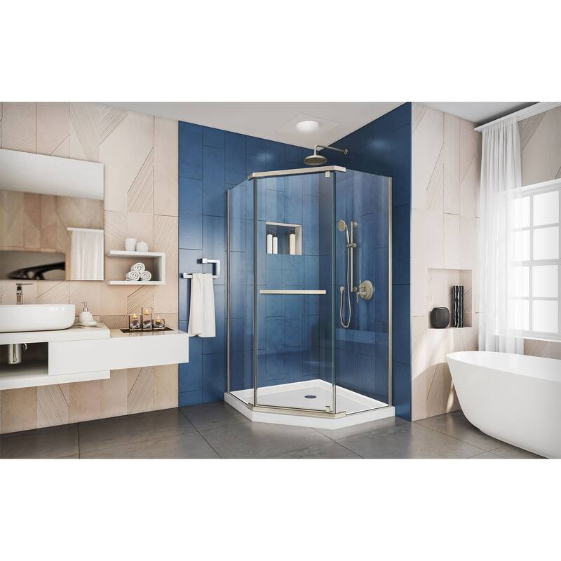 DreamLine Prism 40 1/8 in. x 40 1/8 in. x 72 in. Frameless Pivot Shower Enclosure - 40.13" x 40.13"