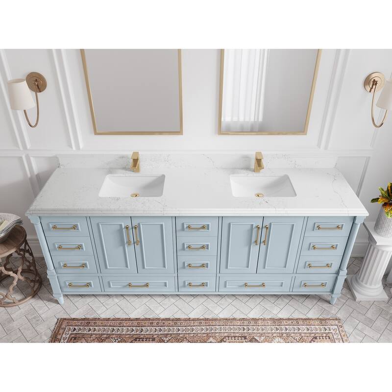 Willow Collections 84 in. W x 22 in. D Aberdeen Double Bowl Sink Bathroom Vanity with Countertop