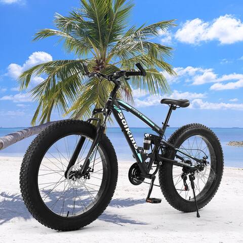 26-Inch 21-SpeedHigh-Carbon Steel Frame, Beach And Snow Fat Tire Mountain Bike