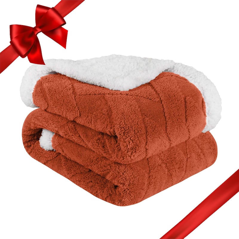 Superior Nuuk Jacquard Lattice Fluffy Sherpa Fleece Blanket