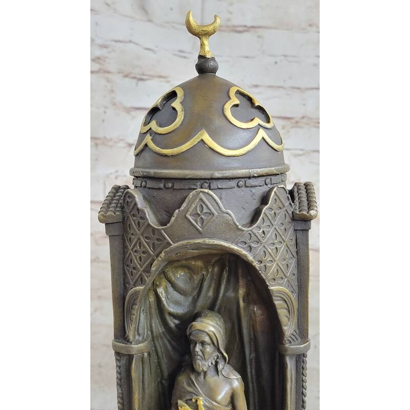 Peeping Ali Arabic Turkish Harem Bronze Statue Sculpture Figure By Franz Bergman 14 Inches X 8 Inches