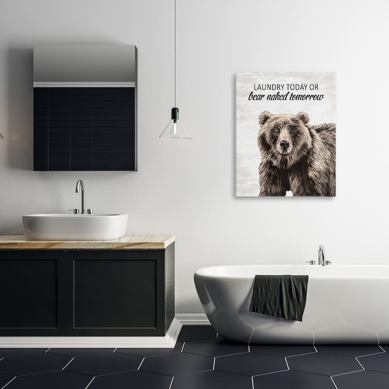 Stupell Bear Naked Tomorrow Funny Laundry Canvas Wall Art Design By Lettered and Lined