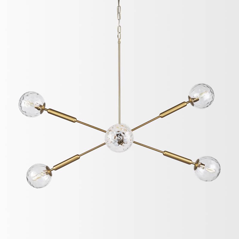 Britton Gold Metal w/ Clear Glass Globes 6-Light Chandelier - 47.0L x 27.0W x 33.0H