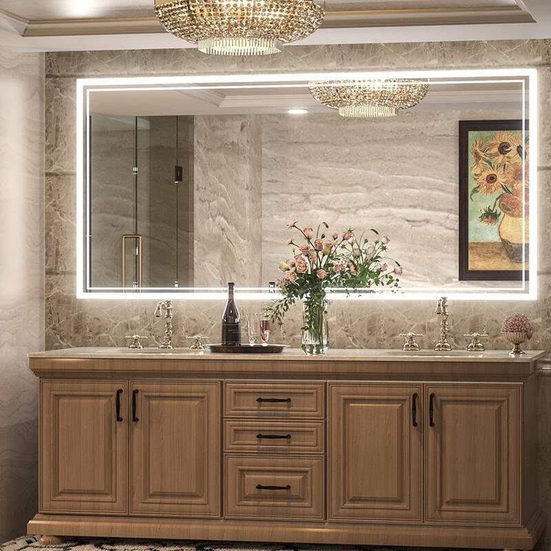 TokeShimi LED Bathroom Vanity Mirror, Anti-Fog Dimmable Wall Mirror - 48x24