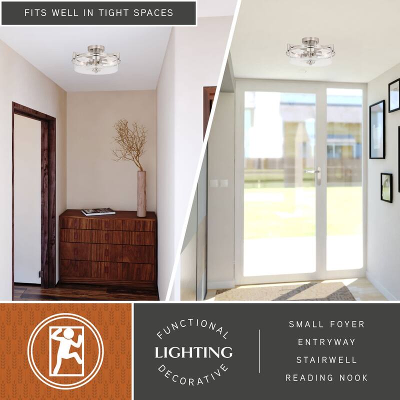 Vaxcel Lighting Addison 2 Light 15" Wide Semi-Flush Drum Ceiling