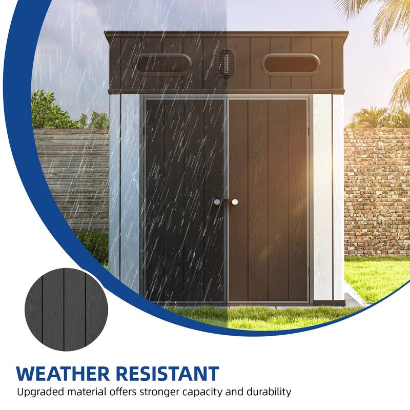 Outdoor Storage Shed 6x6 FT, All-Weather Metal Garden Shed with Lockable Double Doors