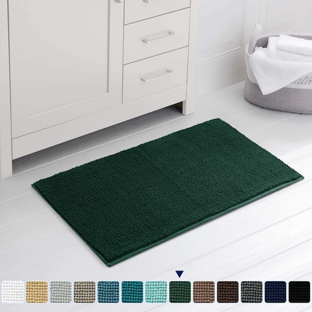 Subrtex Chenille Soft Rugs Super Water Absorbing Shower Mats - 24x60 - Celadon