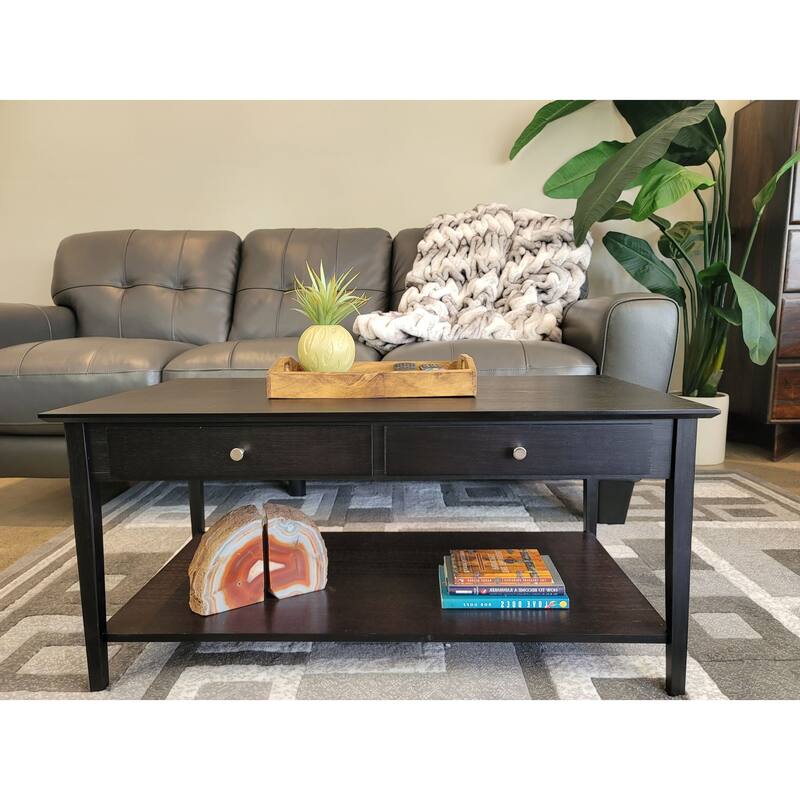 Solid Bamboo Coffee Table with Drawers