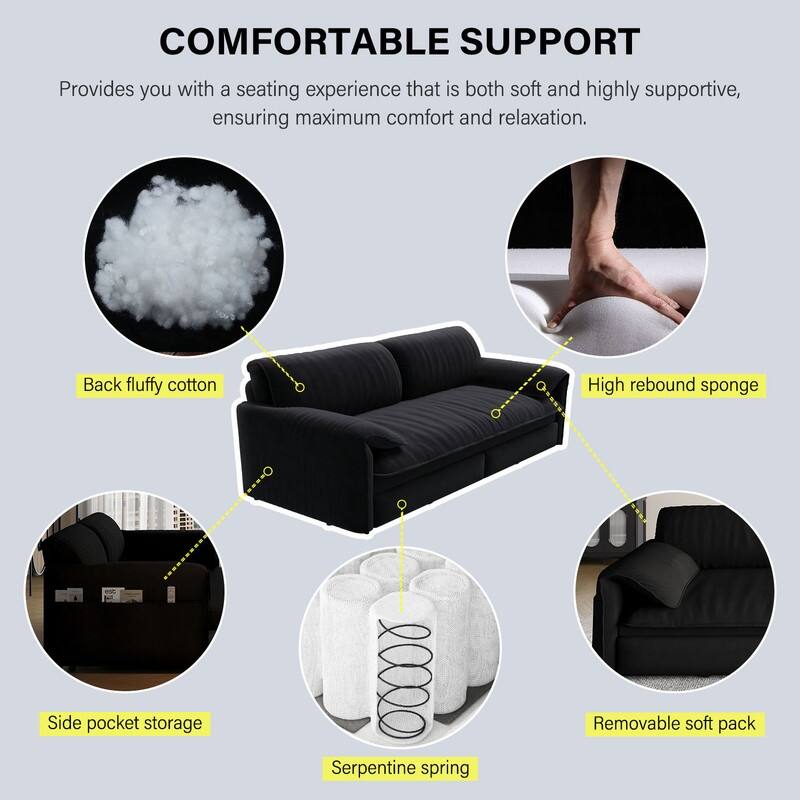 66" Queen Pull Out Sofa Bed, 3-in-1 Convertible Sleeper Sofa with Side Storage