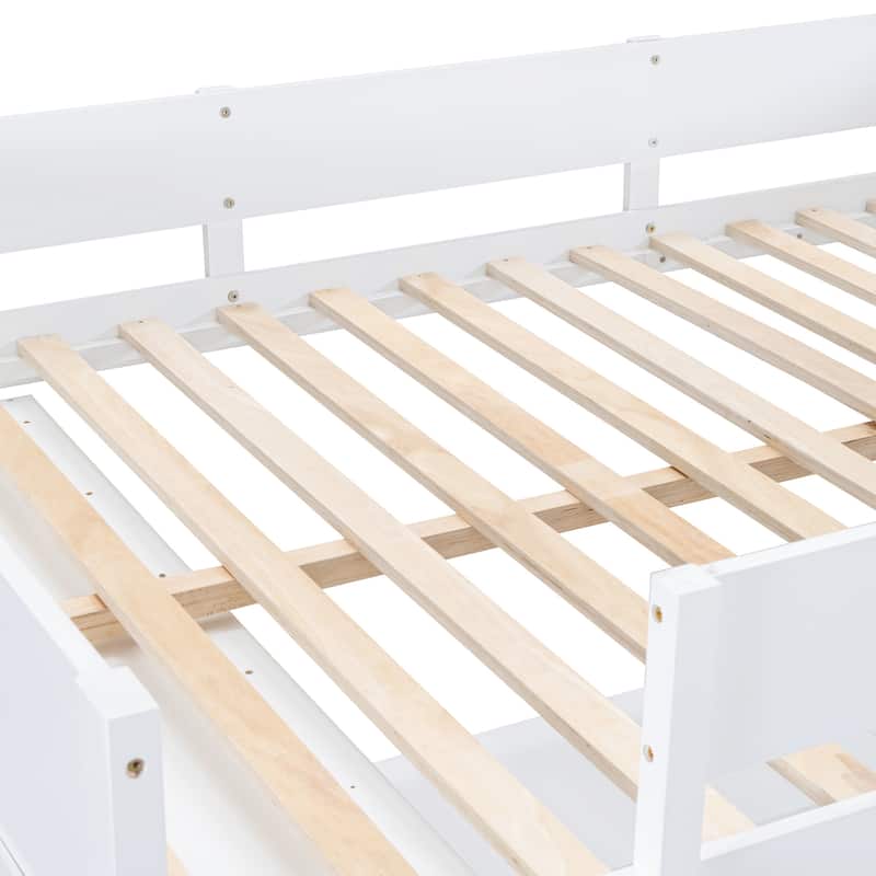 Full Size Solid Wood Loft Bed with Desk and Shelf for Kids, Boys and Girls, Bedroom