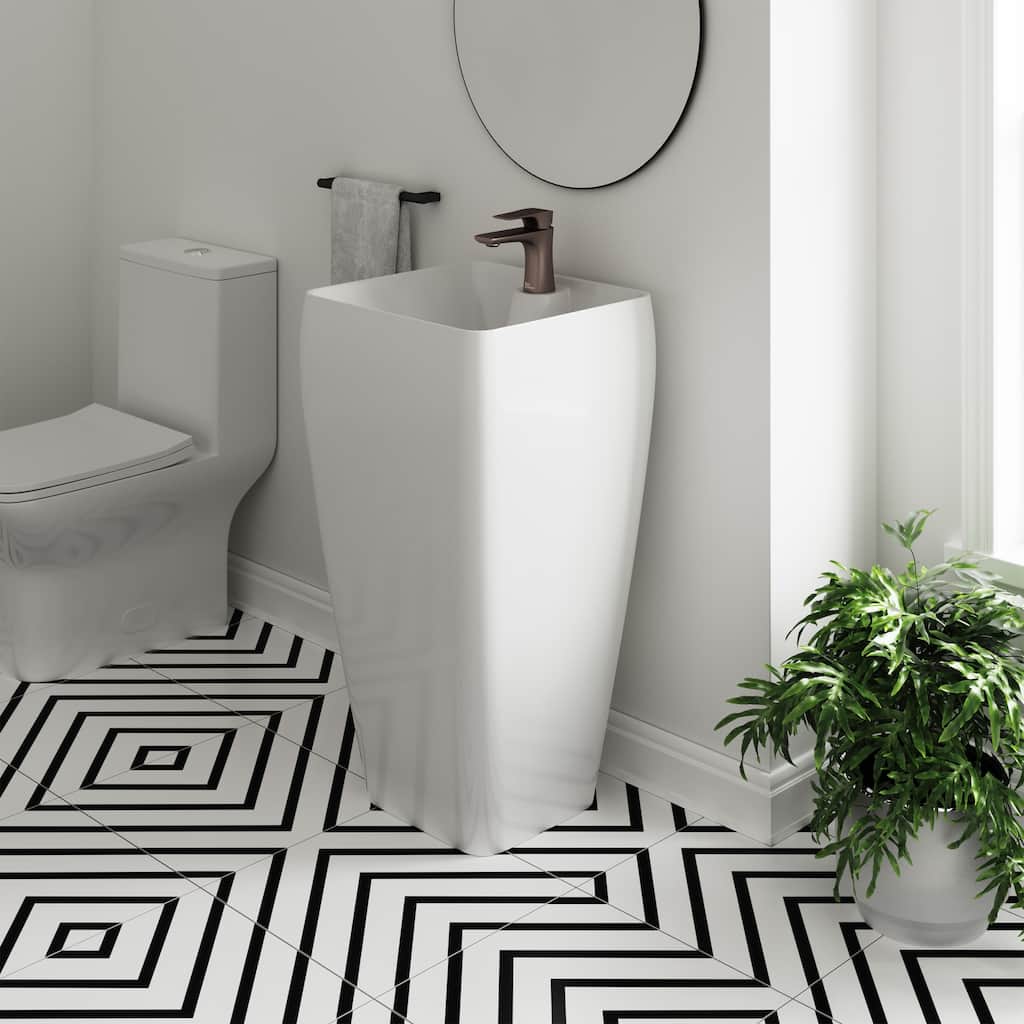 Swiss Madison SM-PS311 Carre One Piece Pedestal Sink