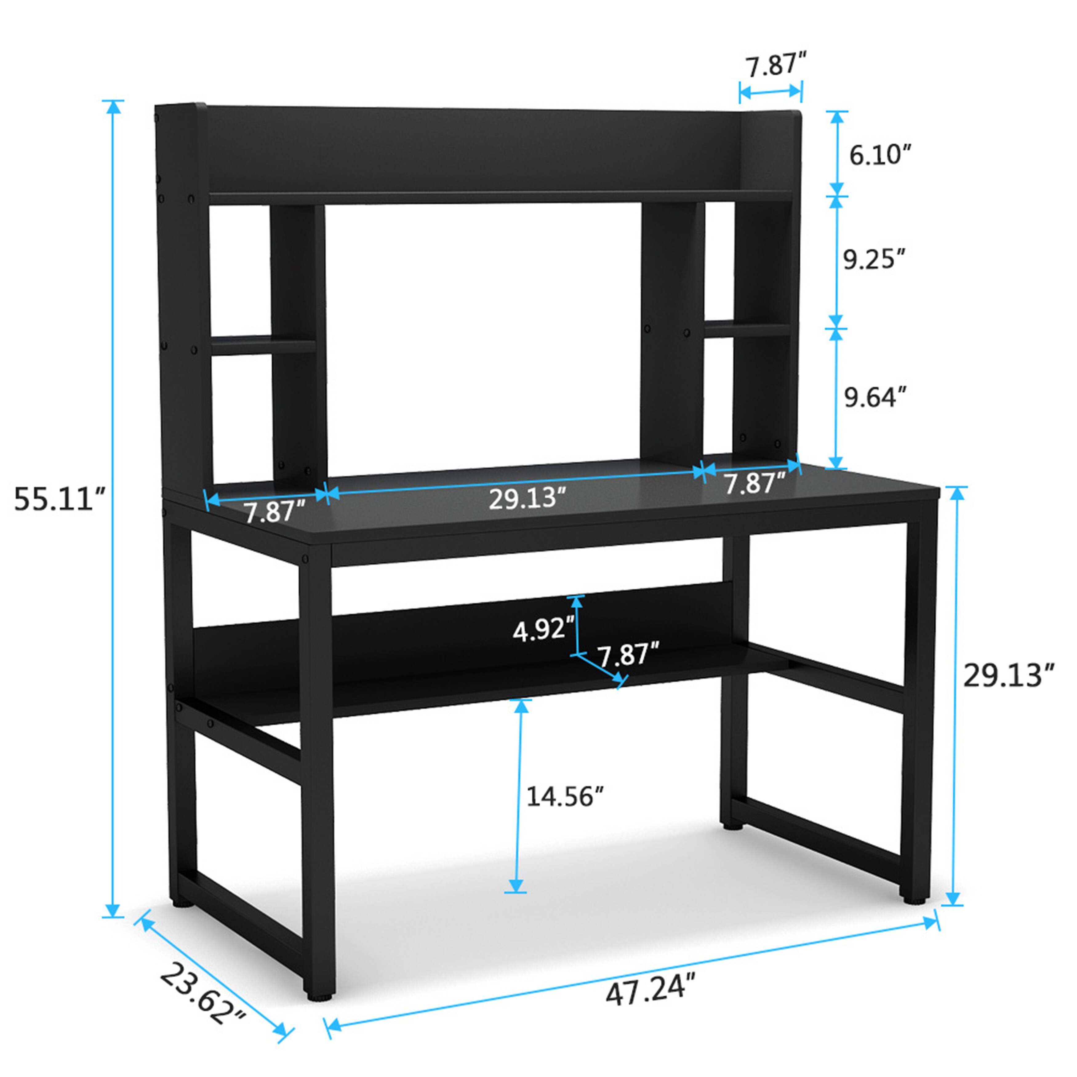 55 Inches Large Computer Desk With Hutch Overstock 31311798