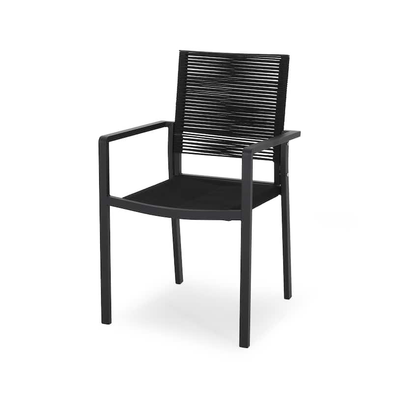 Roomfitters Outdoor Modern Aluminum Dining Chairs with Rope Seat, Set of 2, Stylish and Comfortable Design