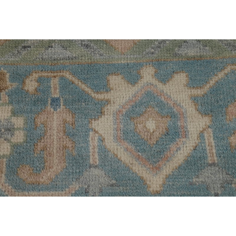 Hand Knotted Oriental 100% Wool Carpet Transitional All-Over Pink Oushak Area Rug - 11' 11'' X 9' 0''