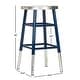 preview thumbnail 3 of 6, SAFAVIEH 24 -inch Kenzie Silver Dipped Navy / Silver Counter Stool - 13.5" x 13.5" x 24"