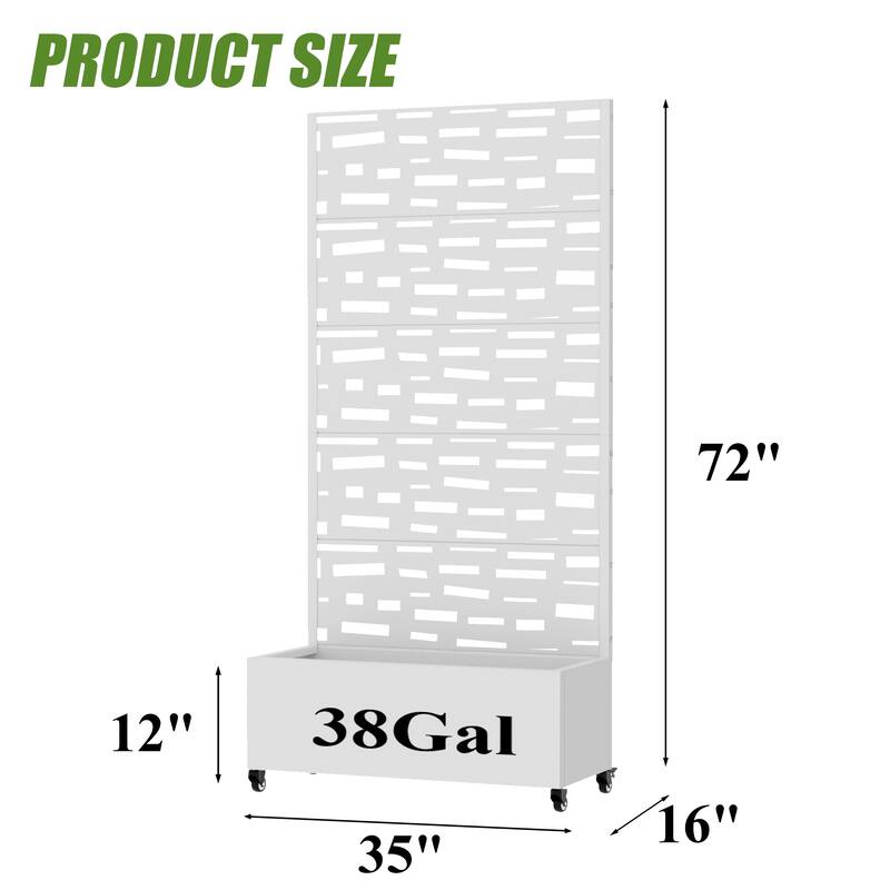 Raised Garden Bed Planter with Trellis Movable Planter Box with Lockable Wheels