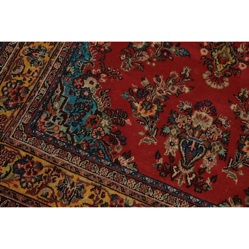 Hand Knotted Oriental 100% Wool Carpet Traditional Floral Oranges & Rust Hamedan Area Rug - 7' 2'' X 4' 7''