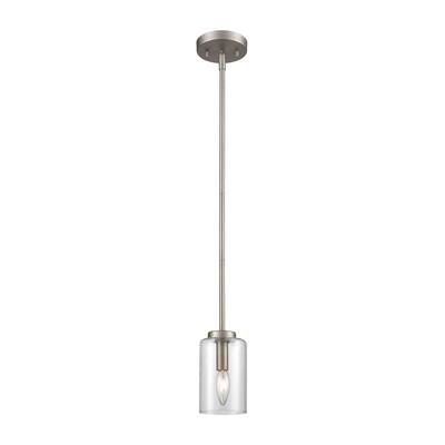 West End 1-Light Mini Pendant in Brushed Nickel with Clear Glass
