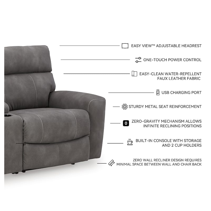 Signature Design by Ashley Next-Gen DuraPella 3-Piece Power Reclining Sectional Loveseat with Console - 91"W x 42"D x 42"H