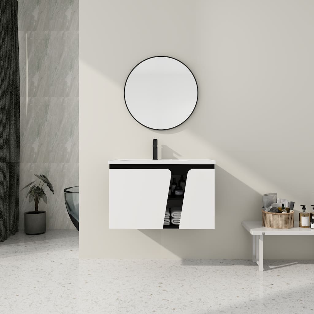 32"Floating Wall-Mounted Bathroom Vanity with Single Sink,Soft-Close Cabinet Door