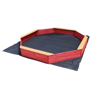 Critter Sitters Children's Wooden Octagon Sand Box with Protective Cover and Bottom Liner