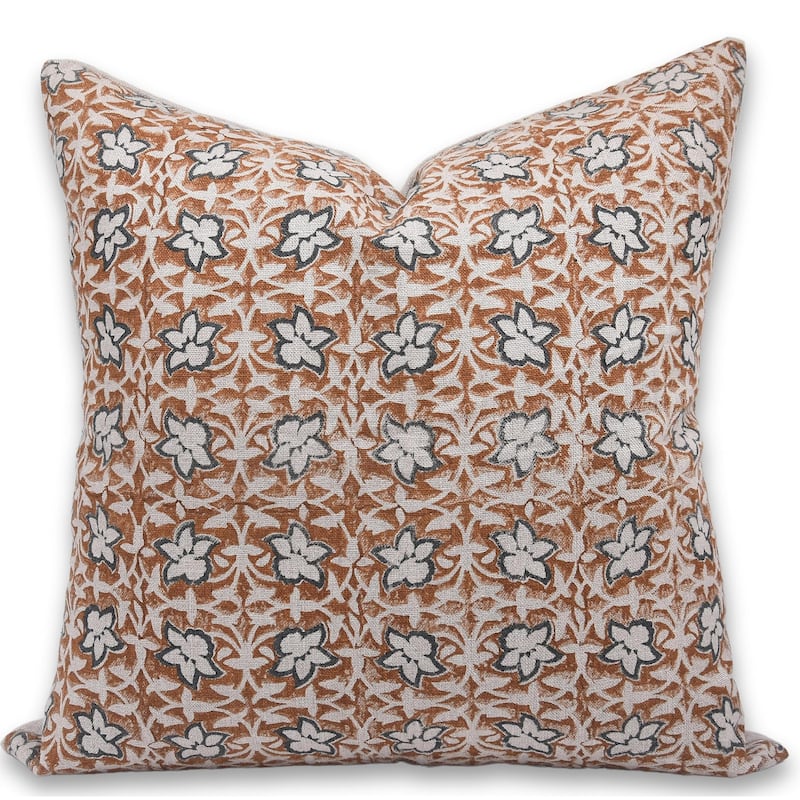 Fabdivine Linen Outdoor Sofa Block print pillow Cover - Pillow Covers - 18" x 18"