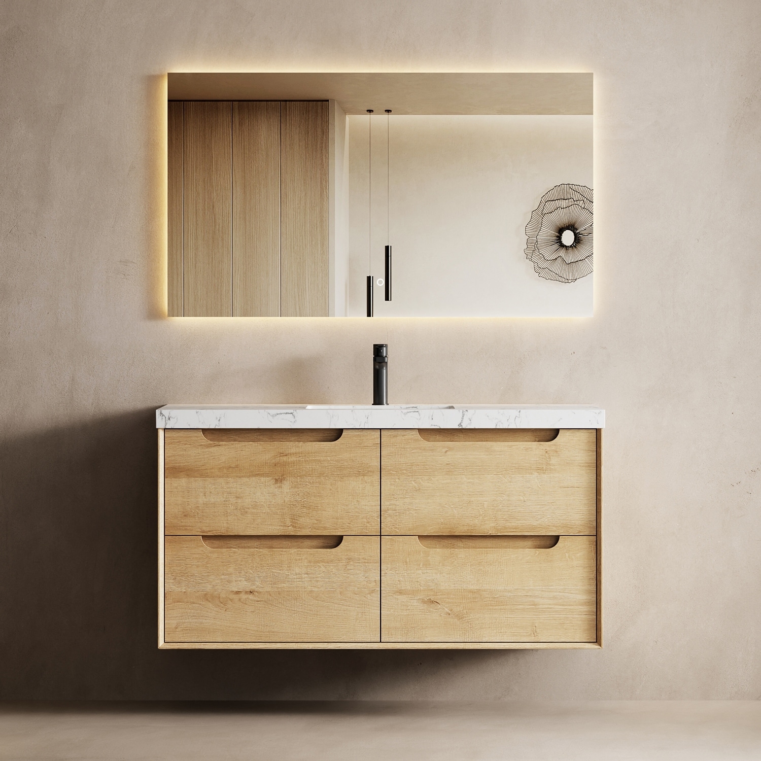 Tutela 36" 48" Wall-Mount Premium Bathroom Vanity with Upgraded Top