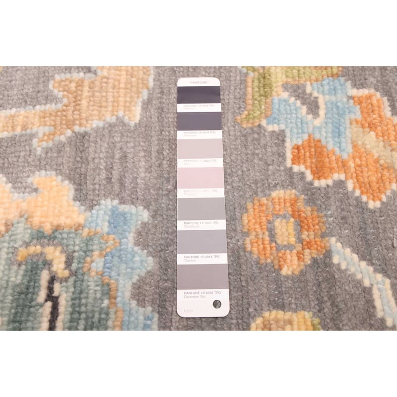 ECARPETGALLERY Hand-knotted Modern Oushak Dark Grey Wool Rug - 10'3 x 14'2