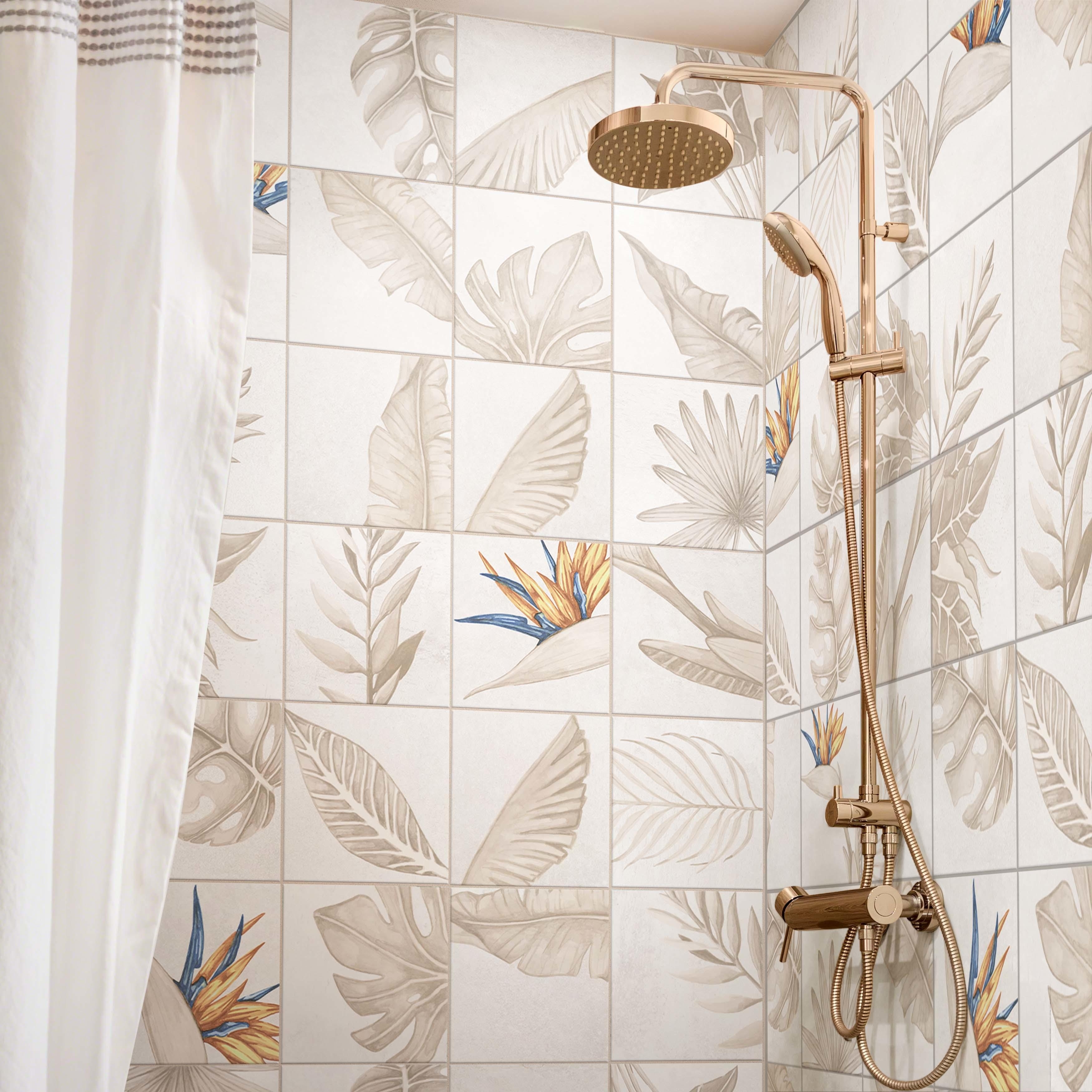 Merola Tile Nusa Botanic Taupe 9-3/4" x 9-3/4" Porcelain Floor and Wall Tile