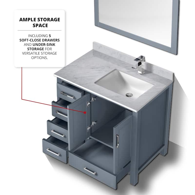 Jacques 36 in. W x 22 in. D Right Offset Distressed Grey Bath Vanity