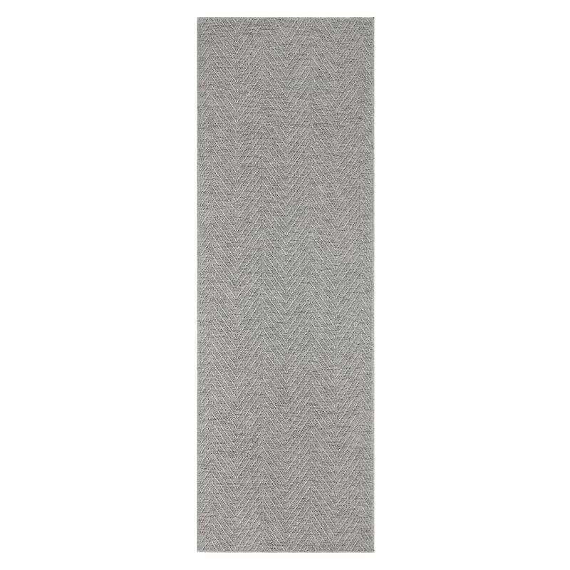 TOWN & COUNTRY BASICS Pax Herringbone Textured Solid Machine Washable Area Rug Grey - 2' 5" x 5' 11"