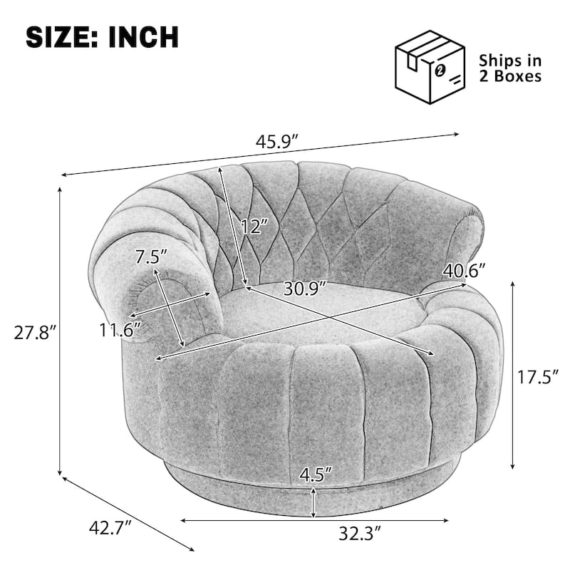 360° Swivel Chair Accent Chair Chenille Upholstered Single Sofa Chair Round Club Chair for Living Room Bedroom