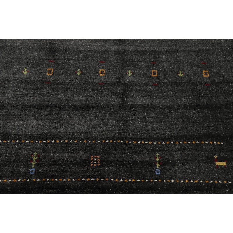 Hand Knotted Oriental 100% Wool Carpet Tribal Animal Pictorial Greys & Charcoal Gabbeh Area Rug - 8' 0'' X 8' 5''
