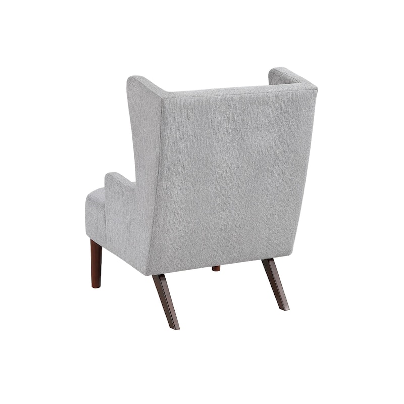 Joen Accent Chair, High Wing Backrest, Gray Chenille, Wood Legs
