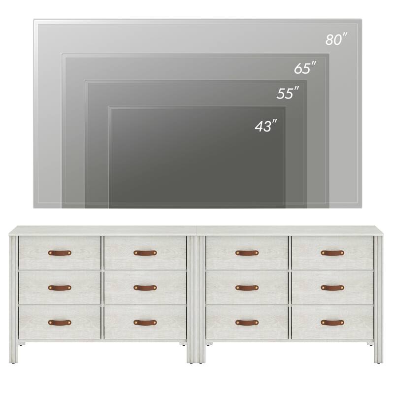 WAMPAT White Dresser for Bedroom, Large Long Dresser with Fabric Drawers, Kids Dressers & Chest of Drawers,