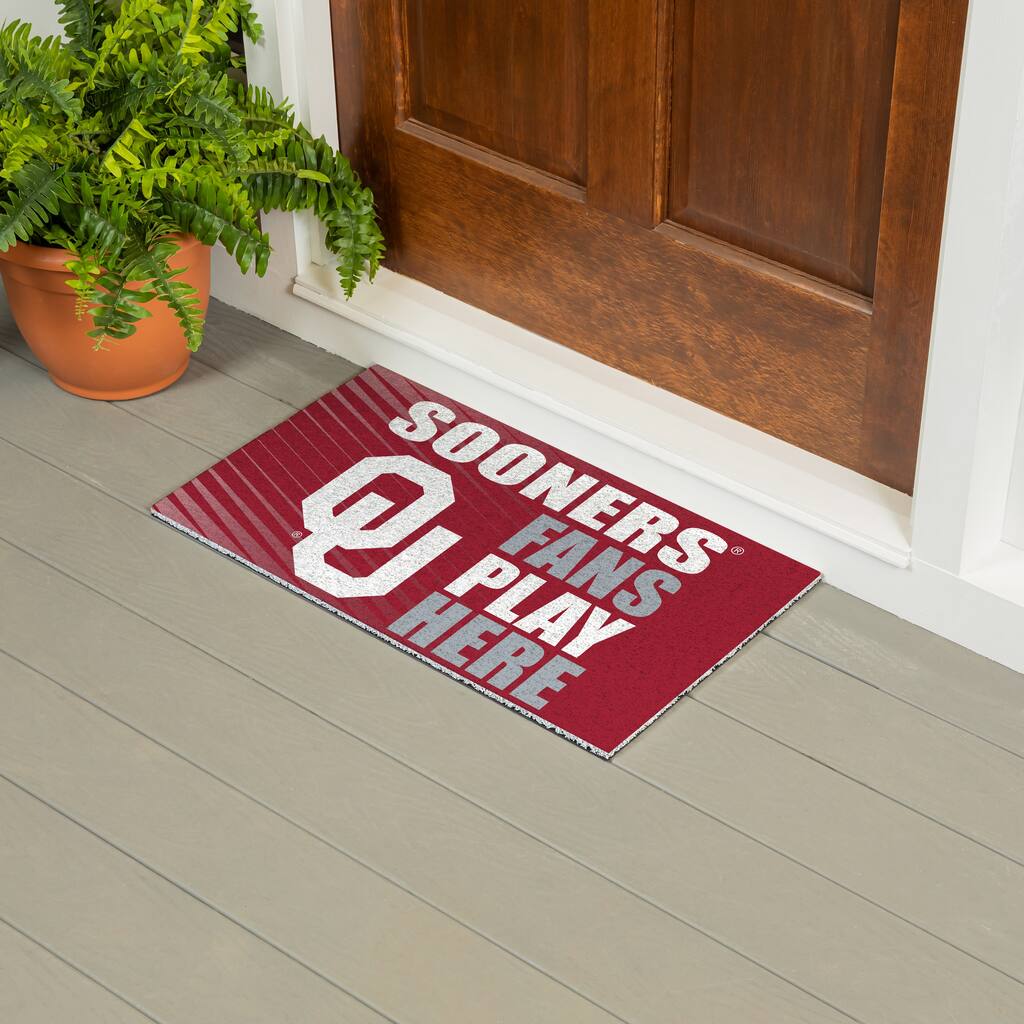 28 in. x 16 in. University of Oklahoma "Fans Play Here" PVC Door Mat