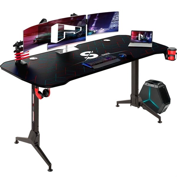 Wooden Height Adjustable Gaming Desk Homall 