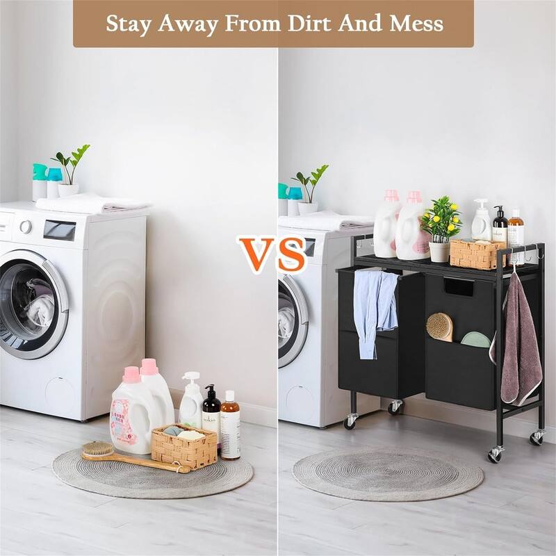 Laundry Hamper with Wheels - 29.4"L x 11.8"W x 29.6"H