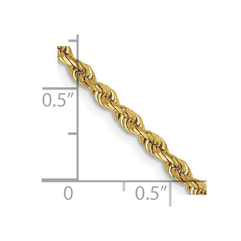 Curata 14k Yellow Gold Solid 2.75mm D Cut Quadruple Rope Chain Bracelet Lobster Claw