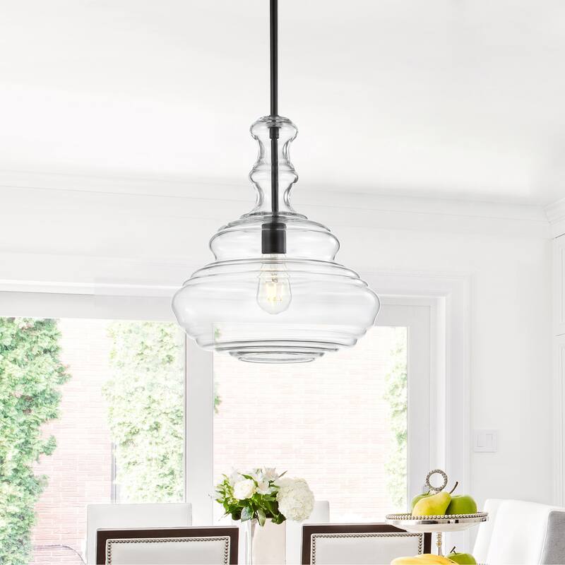 Monkey 13.37" Glass/Metal LED Pendant, by JONATHAN Y