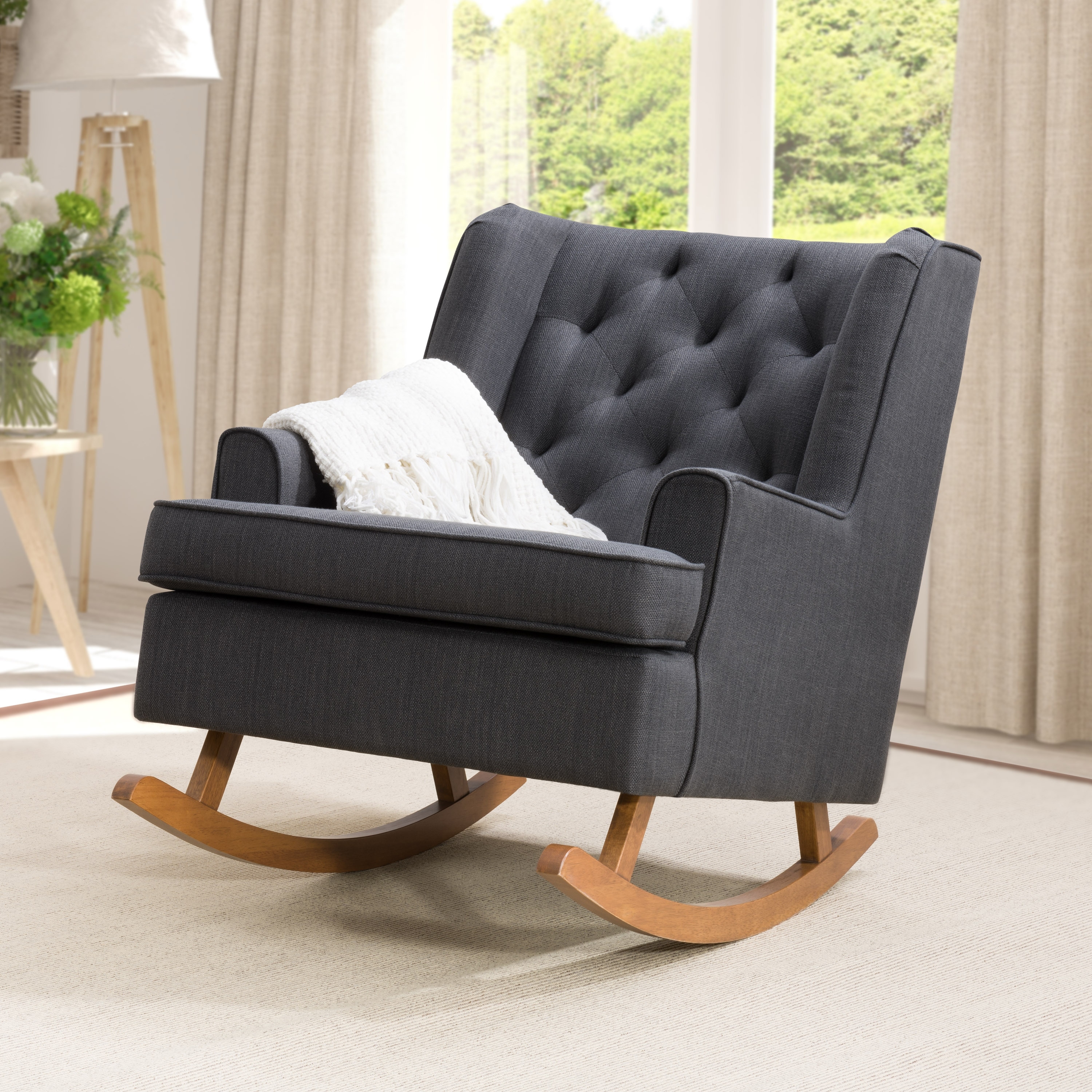 CorLiving Boston Tufted Fabric Rocking Chair