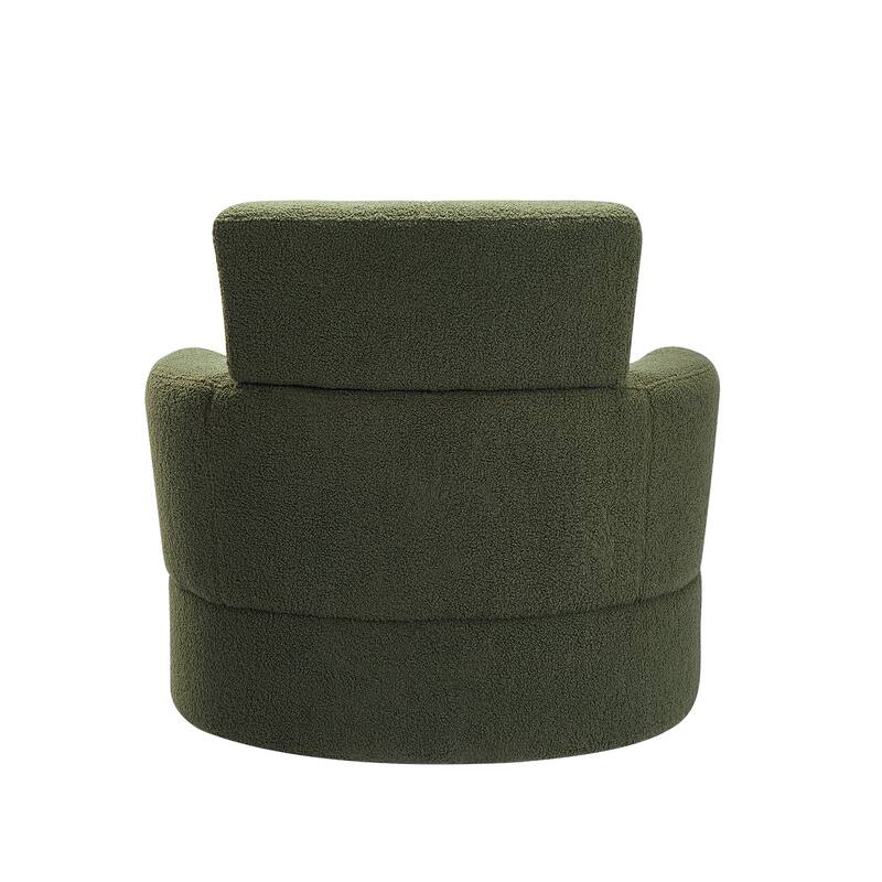 Roomfitters 360° Upholstered Swivel Barrel Accent Chair with Adjustable Headrest for Living Room