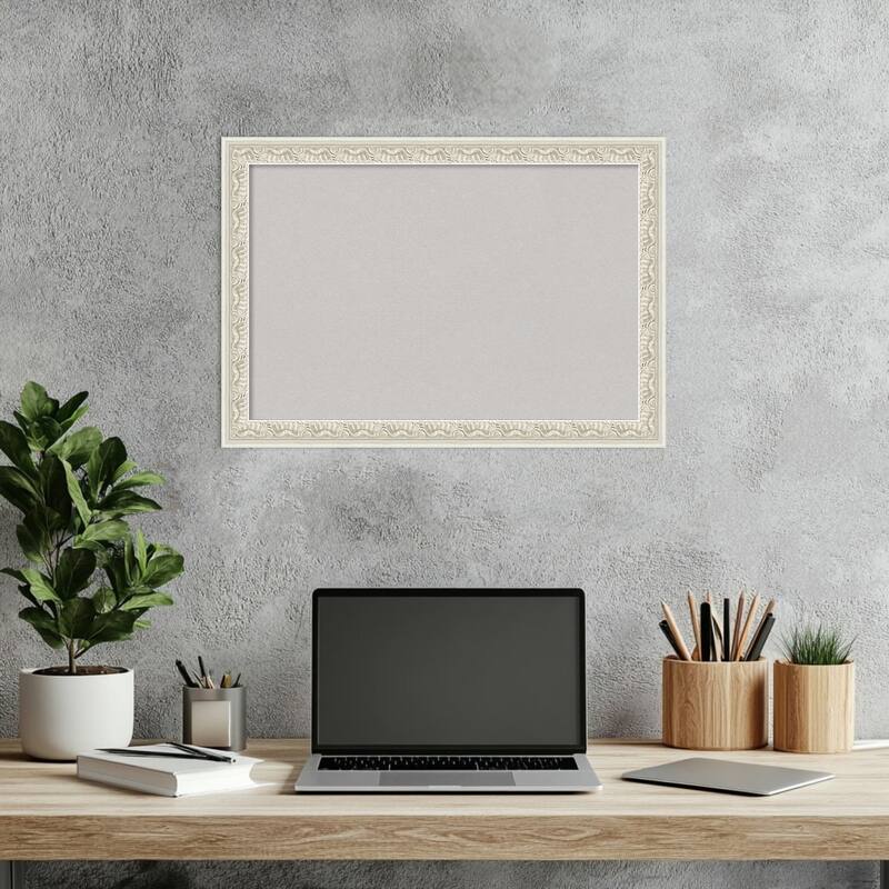 Bethany Silver Wood Framed Cork Board - Bulletin Board, Organization Board, Pin Board